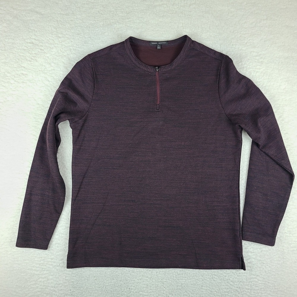 Robert Barakett Sweater Mens‎ Large Dark Red Quarter Zip Sweatshirt